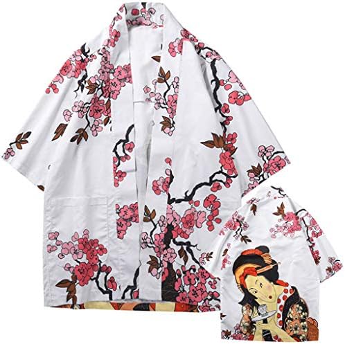Cover Up For Women Unisex Dragon Sakura Cherry Casual Loose Kimono Kaftan Shawl