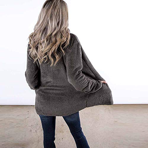 Womens Hooded Coats Duseedik Long Sleeve Winter Warm Hoodie Outwear Casual Pea Coats Plus Size Down Jackets Gray - Thumbnail 4