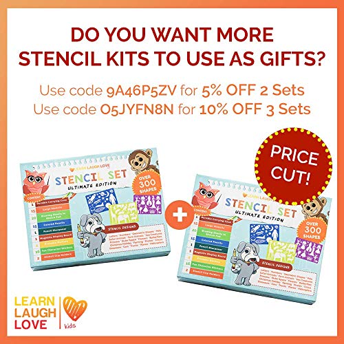 Drawing Stencils for Kids Set by Learn Laugh Love Kids - Ultimate Arts and Crafts for Girls & Boys - Ideal as Educational Toys for Kids Drawing & Creativity - Perfect Travel Activities Kit for Kids - Thumbnail 4