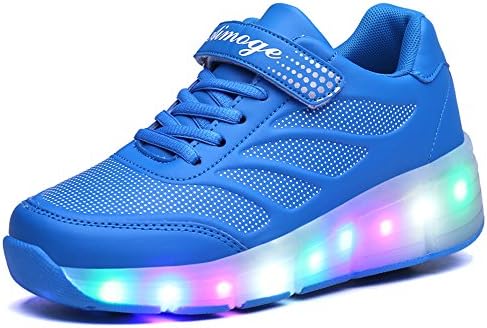 Kids Girls Boys LED Light Heelys Shoes With Wheels Roller Skate Sneakers Ultra light automatic double wheel(Blue 1 M US Little Kid)