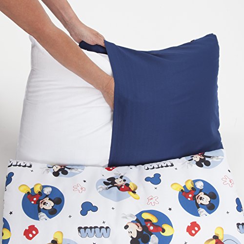 Disney Mickey Mouse Padded Toddler Easy Fold Nap Mat With Attached Pillow Case Navy, Light