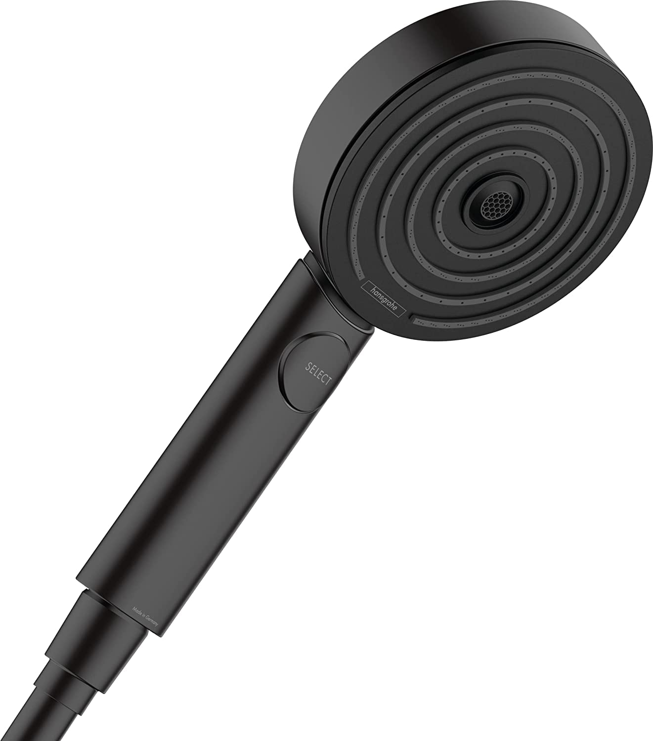 Hansgrohe Hand Shower Pulsify Select S, Shower Head 105 mm with 3 Sprays (Activation) Incl. PowderRain, Matt Black, 24100670 — image 1