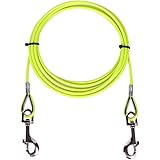 AMOFY 10ft Dog Tie Out Cable - Galvanized Steel Wire Rope with PVC Coating for Small to Medium Pets Up to 80 lbs