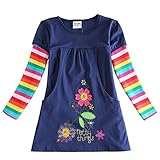 Novatx Long Sleeves Cotton Girls Dress H5802 Navy