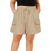 RITERA Plus Size Shorts for Curvy Women Lightweight Elastic Waist with Pockets Drawstring Womens Casual Shorts for Summer