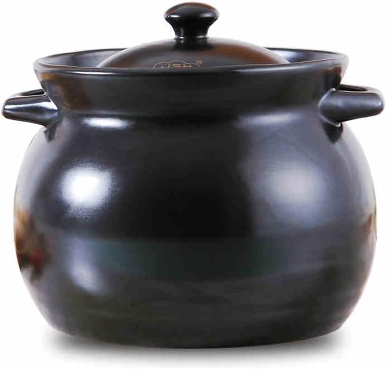 TFguo casserole pot Casserole Stew Pot Ceramic Pot Soup Fire High Temperature Soup Pot Health Pot Pot Black Casserole Pot Pot Porridge Pot Large Capacity Black casserole pan (Size : 4.8L)