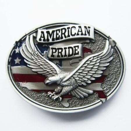 Pewter Style American Pride US Flag Soaring Eagle Belt Buckle WT-093