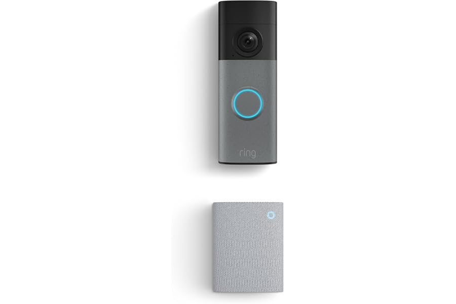 Ring Battery Doorbell (newest model), Speckled Gray with Chime (newest model), White