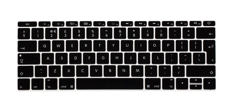 Se7enline Compatible with macbook 12 inch keyboard Cover Protector (EU Layout) Silicone Skin for Macbook Retina 12" Inch 2015-2018 Version Model A1534,Black