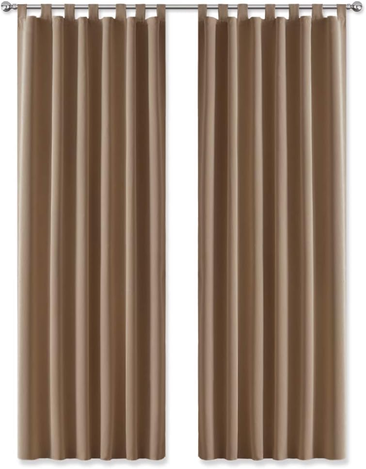 PONY DANCE Modern Living Room Curtains - 2 Pieces, H 245 x W 140 cm, Blackout, Children's Room, Balcony, Mocha