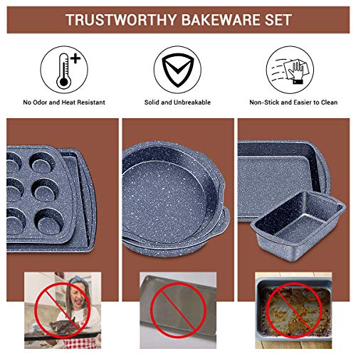 CUSIBOX Nonstick Bakeware Set, 6-Pieces Set, Stylish and versatile Bakeware Set, Black - Thumbnail 4