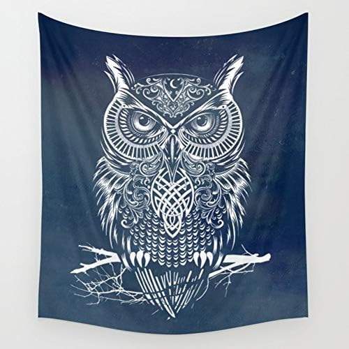 KRWHTS Ethnic Tapestry Tribal Design Owl Flowers Owl Bird Ornamental Pattern, Wall Hanging Bedspread Bed Cover Wall Decor Dark Blue(150200cm(60" 80"), 11)