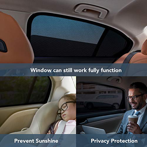 TWING Car Window Sun Shade Breathable Mesh Car Rear Side Window Shade Sun Visor Protector Blocks 99% UV Rays Keeps Your Vehicle Cool Car Mosquito Net Curtains for Most Sedans SUV Truck (Universal Fit)