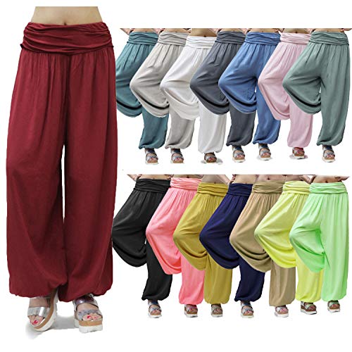 Glamexx24 Pantalón Harems para Mujer - Pantalón Aladino Ligero Hinchado, Saruel, Yoga, Bombacho, Informal de Verano