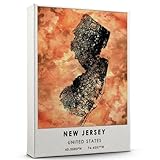 New Jersey US Map Poster, New Jersey road Map Art