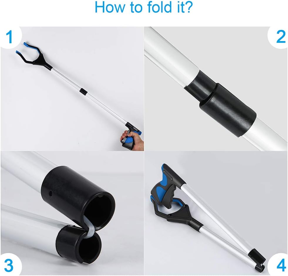 2Pack - 32 Inches Long Grabber Reacher - Helps Pick Up Small Objects - Fitted with Post to Assist with Dressing - Mobility Aid Reaching Assist Tool, Arm Extension: Health & Personal Care