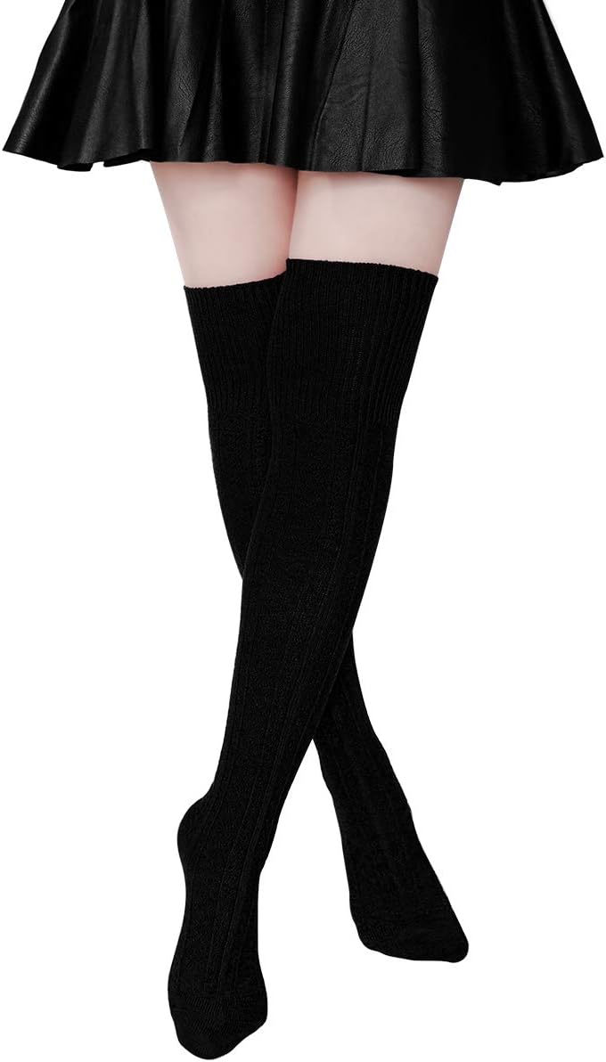 Ordenado Womens Thigh High Socks Extra Long Over the Knee Leg Warmer Cotton Boot Stockings