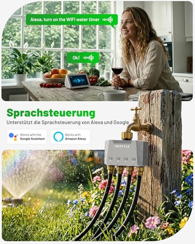 Unistyle Irrigation Computer WLAN 4 Outputs | New Edition 2026 - App Control, 5 Watering Plans, Precise Control, Alexa Voice Control, Automatic Watering for Garden & Plants