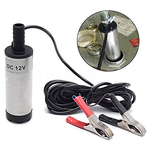 COROTC 12V Fuel Transfer Pump, Mini Portable Stainless Steel On/Off Switch Oil Diesel Fuel Transfer Water Pump 12V 40mm