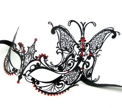 Black Extravagant Butterfly Mask Mardi Gras Masquerade Mask Majestic Party Halloween Ball Prom by QJ