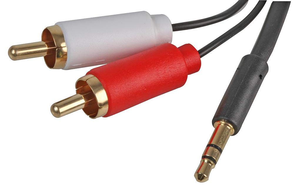 Pro Signal PSG3149-0.5M Slim 3.5mm Stereo Plug to 2x Phono (RCA) Plug Lead, 0.5m, Black