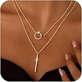 Yatumery Layered Necklaces for Women 14K Gold Plated Stack Circle Pendant Trendy Long Chain Stackable Handmade Coin Necklace Set Dainty Gold Stacked Jewelry Gifts