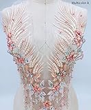 Lace Applique 3D Beaded Embroidered Floral Rhinestone Trim Patches Great for DIY Neckline Bodice Wedding Bridal Prom Dress A2AB (A, Multi)
