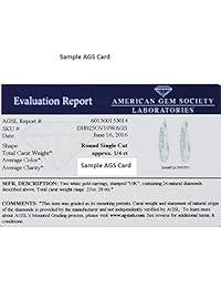 Pendientes de aro de diamante de 1 4 quilates con certificado AGS en oro amarillo o blanco de 10 quilates, oro blanco, DH025OVWG