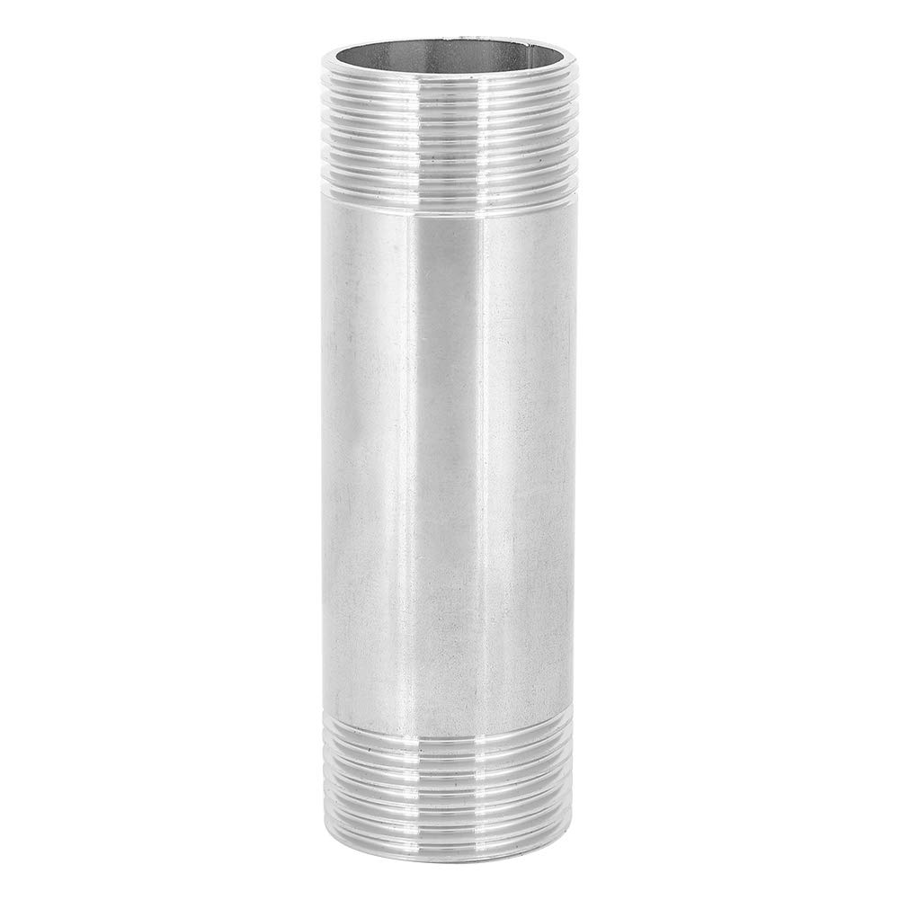 1in NPT to 1in NPT Male Thread Stainless Steel Nipple Threaded Pipe Connector Pipes Nipples and Fittings for DIY Shelving and Furniture