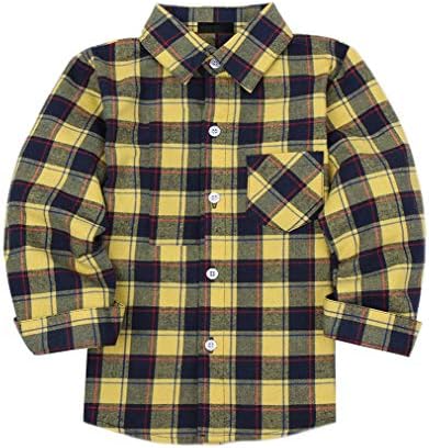 Yober Kids Boys' Girls' Long Sleeve Button Down Plaid Shirt