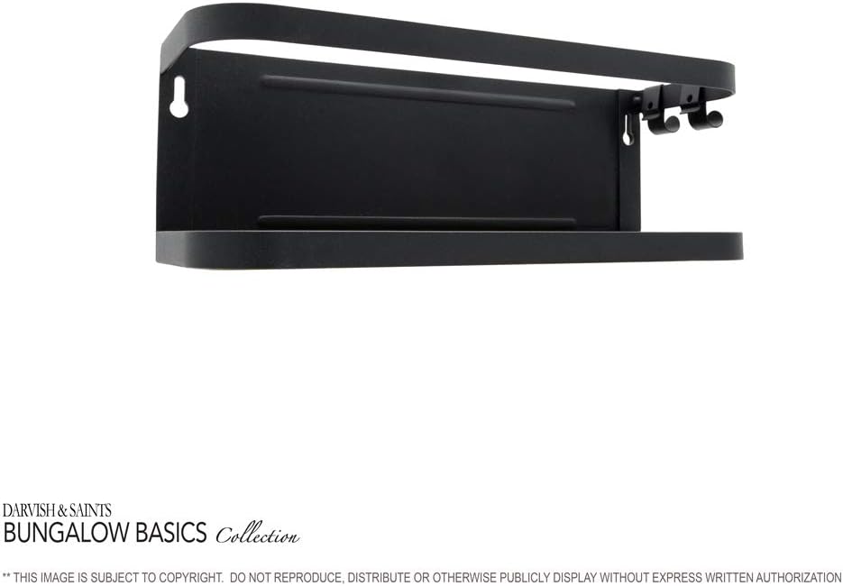 Darvish & Saints Magnetic Fridge Spice Rack Organizer [Large with 6 Utility Hooks] - 4 Tier Mounted Storage, Paper Towel Roll Holder, Kitchen Shelves, Pantry Wall, Laundry Room, Dorm, Garage [Black]: Home Improvement