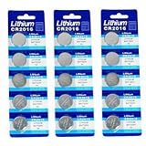 Bluecell 15 Pcs CR2016 Lithium Button Cell Battery 3V for Watch Toy Calculator