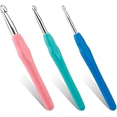 3 Sizes Crochet Hooks 4.0mm 5.5mm 8.0mm Crochet Hooks for Arthritic Hands | Ergonomic Crochet Hooks, 5.5 inch Long Color Soft Handle Smooth Knitting Needle for Knitting Sweaters, Scarves and Hats