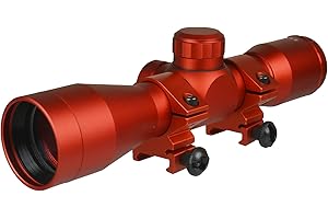 TWP Anodized Red Finish 4x32 Compact Hunting Scope, Mil-dot Reticle, with Ring Mount