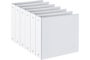 SUIN 2-inch 3 Ring Binder with 2 Interior Pockets, Heavy Duty 2'' Binders Holds US Letter Size 8.5'' x 11'' Paper - Versatile Binders for Office, Home, and School Use, 6 Pack (White)