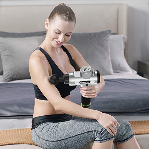 Massage Gun with Carrying Case - HENSUN Professional Handheld Deep Tissue Muscle Massager for Athletes- 20 Speed Strength Levels for Muscle Soreness Relieves(Silver-001) - Thumbnail 5