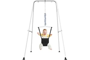 TRULPRO Baby Jumper with Stand, Toddler Swing Set forIndoor/Outdoor Play, Jumper for Baby 6-24 Months,Baby Jumpers and Bouncers with Adjustable Chain,Easy to Assemble & Store (Black)