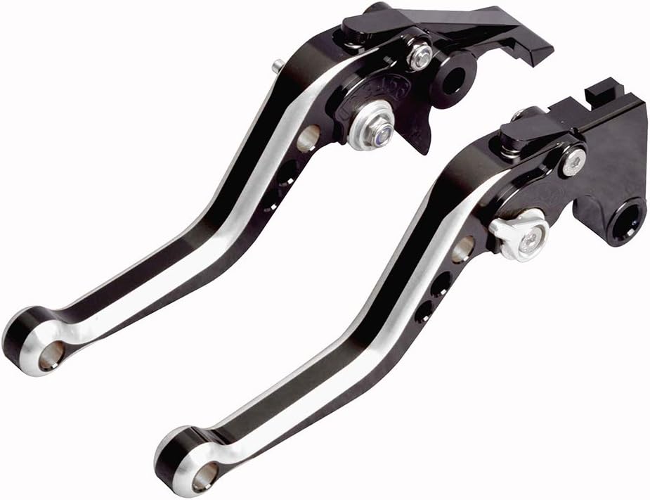 WildBee Double Colors Black Silver Short Adjustable Motorcycle Brake and Clutch Levers Set Compatible for Z125 monkey bike 2018-2019, CB300R CB300R