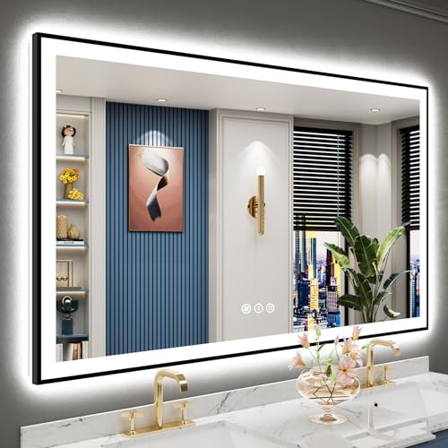 AWANDEE Black Framed LED Bathroom Mirror