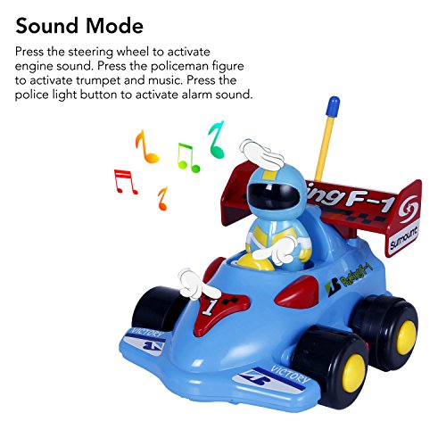 IFixer RC Remote Control Race Car Cartoon Racing Driver for Toddlers Baby Boys, Blue