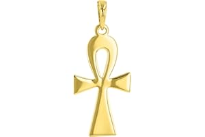 Religious by Jewelry America Solid 14K Yellow Gold Egyptian Ankh Cross Pendant with High Polish