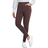 baleaf Womens Skinny Dress Pants Stretch Petite Yoga Work Pants Pull On Dressy Leggings with Zipper Pockets 7/8 Ankle