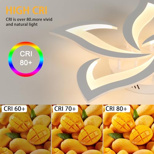 Comely Lampadario LED Soffitto Moderno, 60cm 60W 6750LM Plafoniera LED Soffitto, Fiore Moderna Acrilico Lampada da Soffitto per Camera da Letto, Soggiorno, luce bianca calda 3000K, Bianco