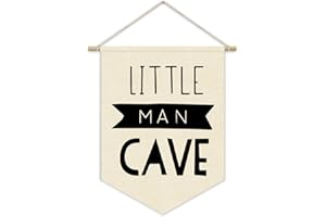 XYDEG Boys Room Decor,Little Man Cave Sign For Boys Wall Art Canvas Banner,Playroom Kids room Wall Hanging Pennant Flag Canvas Banner,Funny Prints Nursery Decor for Boy,Toddler Room Decor 15x11in