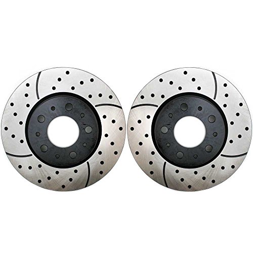 Prime Choice Auto Parts PR880997LR Front Set 2 Drilled Slotted Performance Brake Rotors 5 Stud