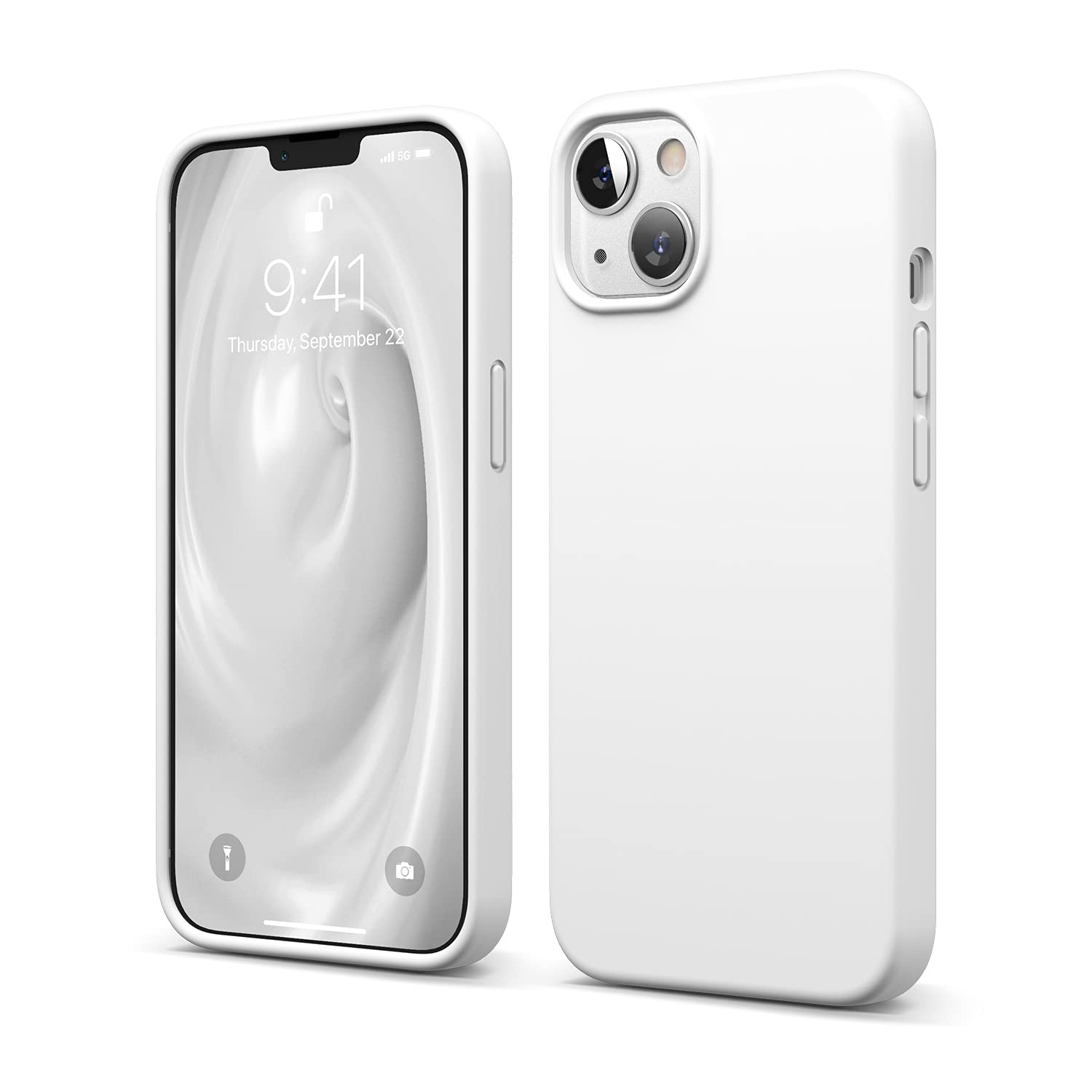 elago Liquid Silicone Case Compatible with iPhone 13 Case (6.1"), Premium Silicone, Full Body Protection - 3 Layer Shockproof Phone Cover, Anti-Scratch Soft Microfiber Lining (White) — image 1