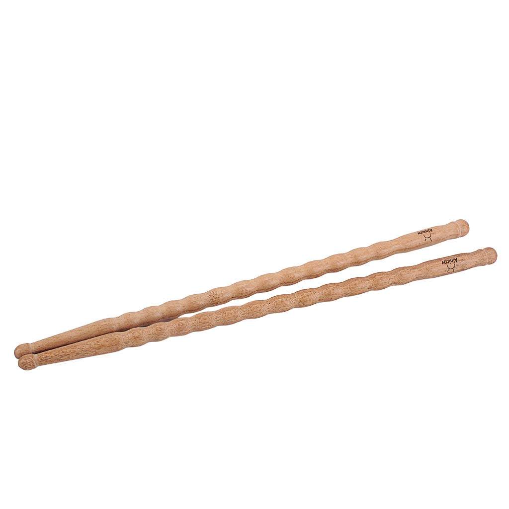 Alnicov 1 Pair Bamboo Drumsticks 5A Corrugated Pattern Drum Sticks Durable Practical Stick Percussion Accessory