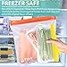 Reusable Food Storage Bags - 10 PCS BPA FREE Freezer Bags(2 Gallon Bags + 4 Reusable Sandwich Bags + 4 Reusable Snack Bags) LEAKPROOF Reusable Lunch Ziplock Bags for Food Travel Make-up Home