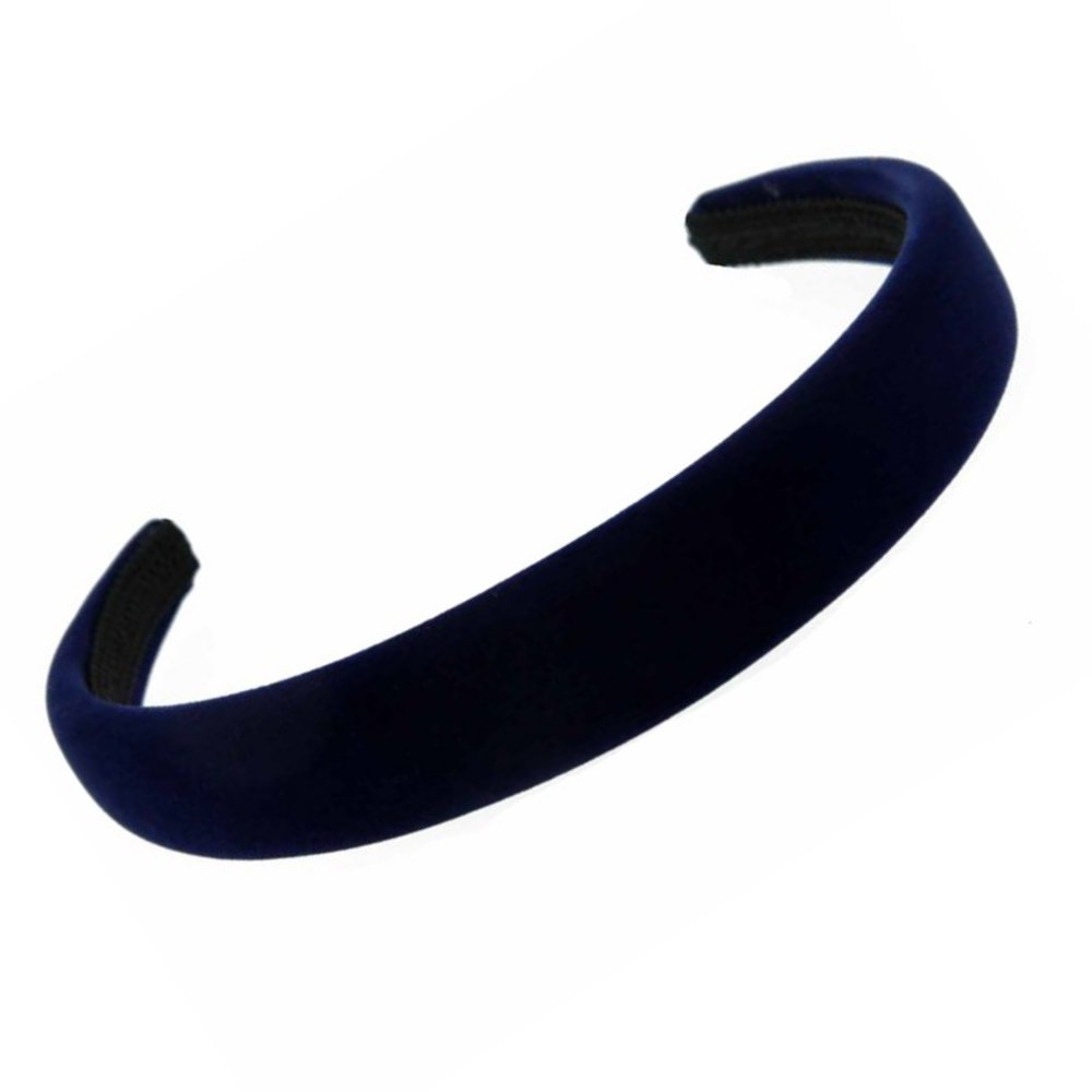 Navy Blue Slightly Padded Velvet Feel Alice Hair Band Headband 2.5cm (1") Wide