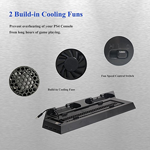 image for Colleer PS4 Controller Charger with Dual Cooling Fans, Cooling Stand w